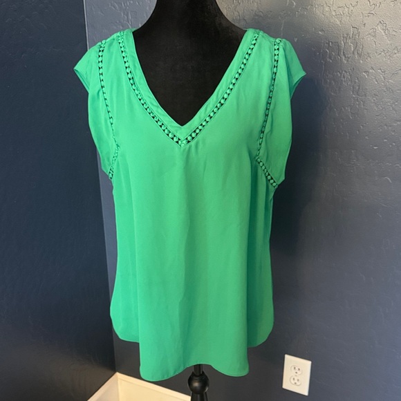 41 Hawthorn Tops - 41 Hawthorn Green V-Neck Blouse